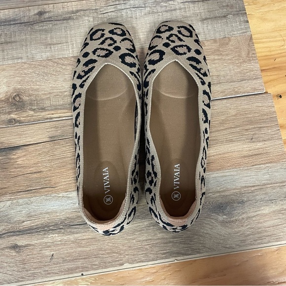Vivaia Margot square toe V-cut ballet flats dark leopard women’s 9.5 - Picture 6 of 10